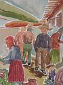 Markt in Pazcuaro 1, Aquarell, 17x24